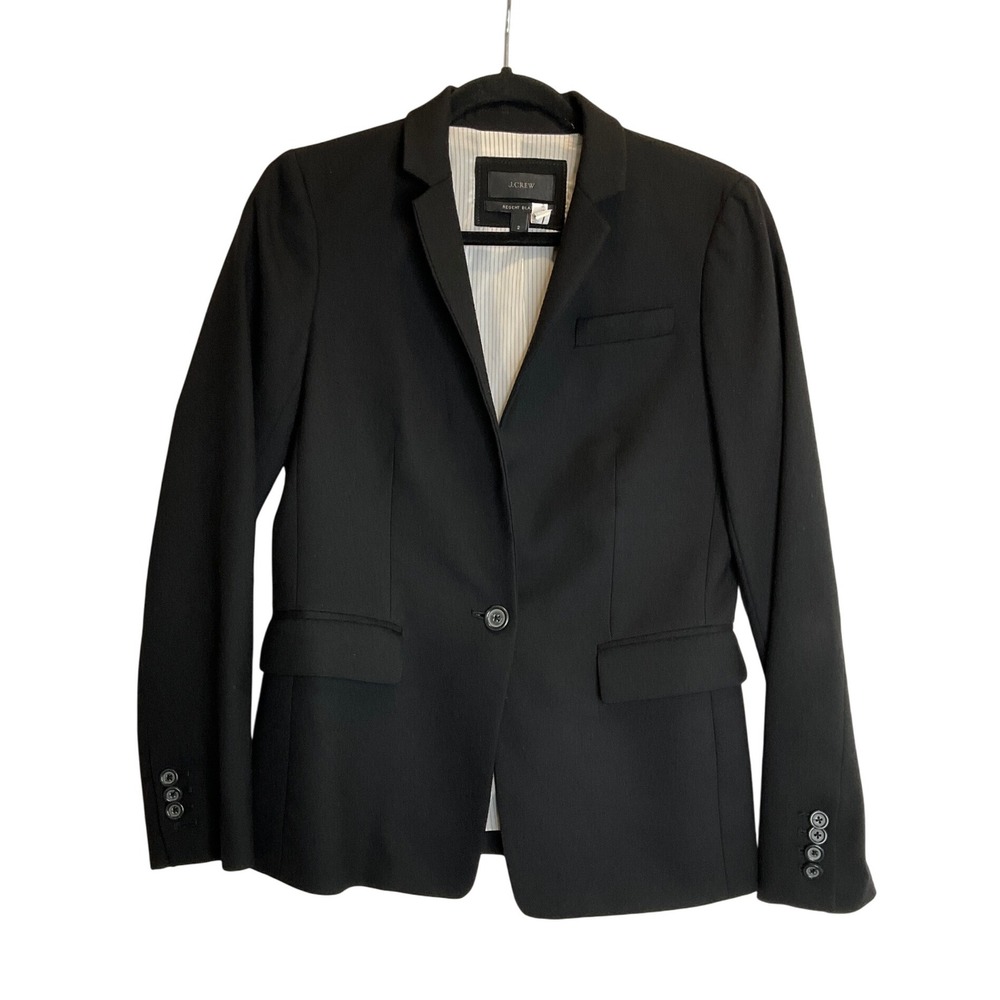 J. Crew Regent Wool Blazer Black Single Button‎ Academia Preppy Old Money 2